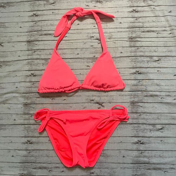 Victoria’s Secret Womens Pink Triangle Slide Bikini Swim Suit Set Size Small S - Picture 1 of 8